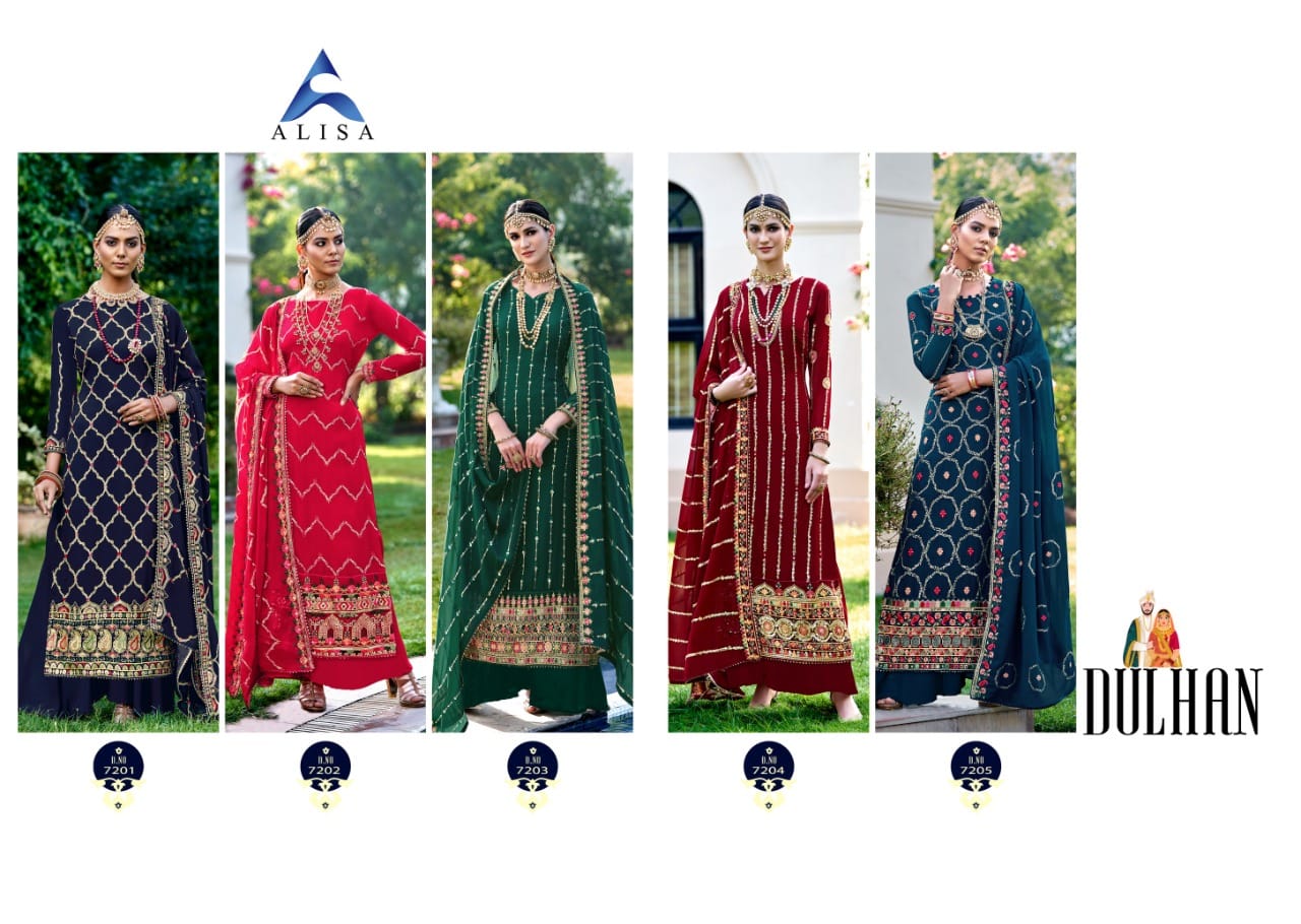 Alisa Dulhan Georgette Fancy Festive Wear Heavy Embroidery salwar Kameez Collection